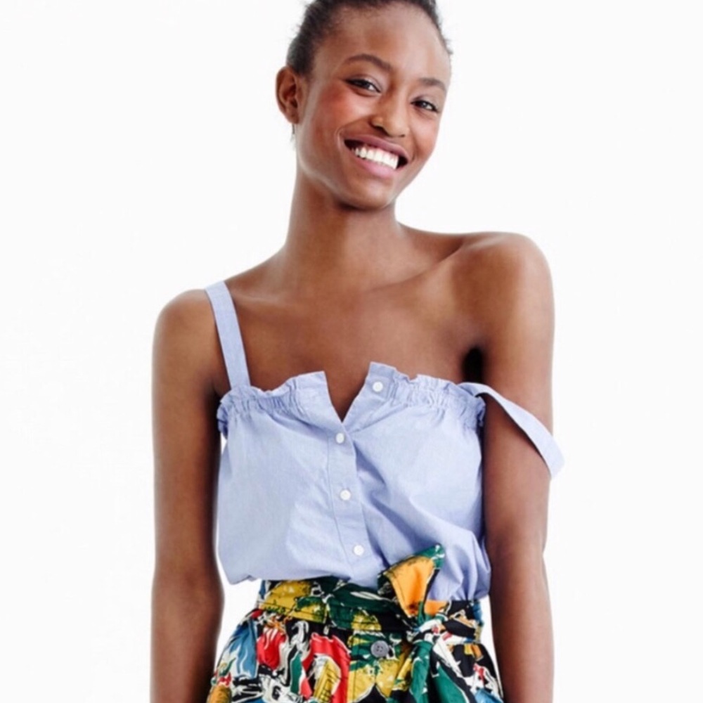 J. Crew Button Front Ruffle Tank